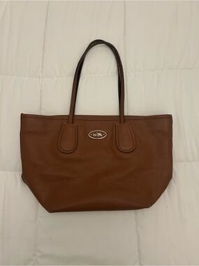 Coach Brown Crossgrain Leather Taxi Tote